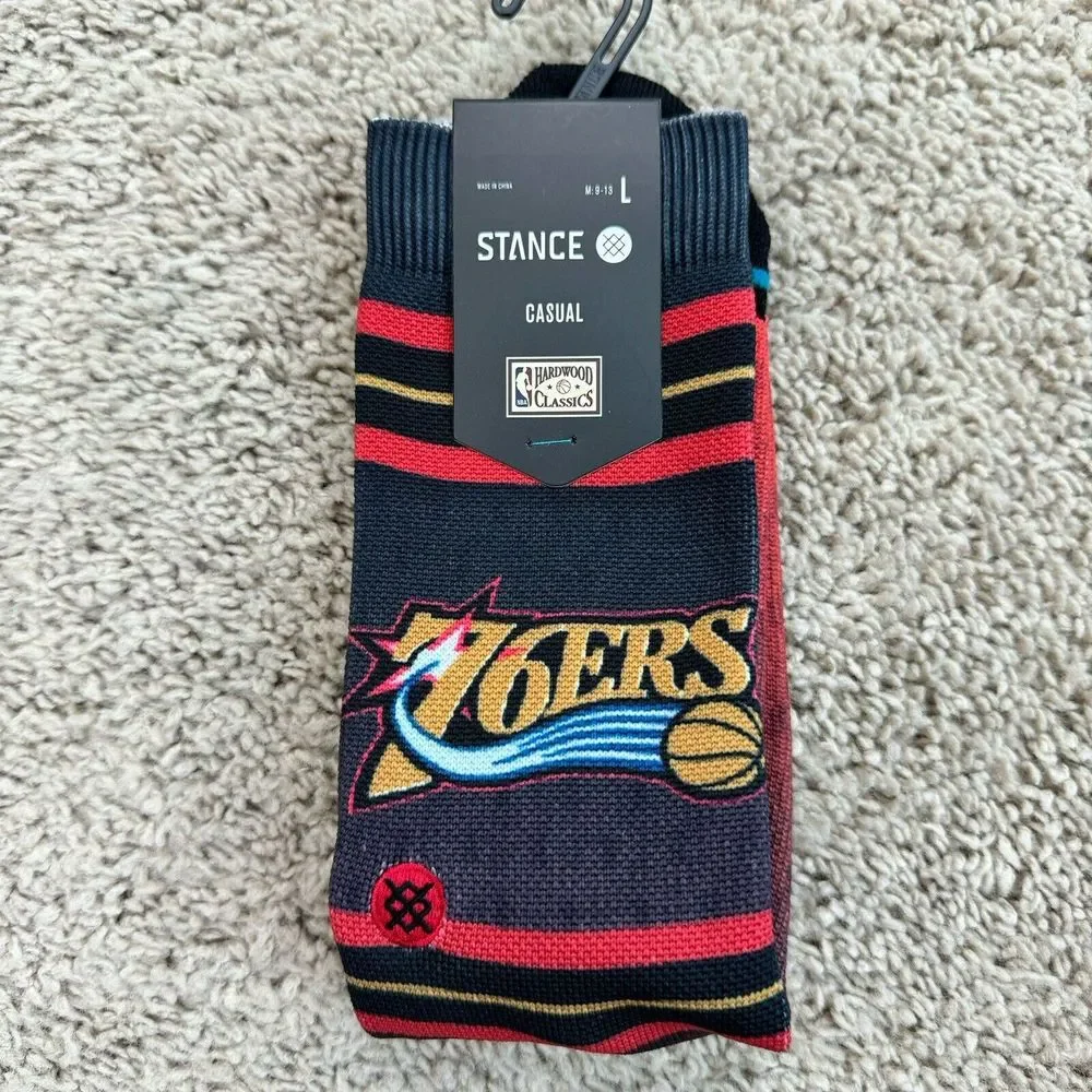 Philadelphia 76ers Socks Men's Lg 9-13 NBA‎ Stance Red Fader Crew - 2 Pair NWT